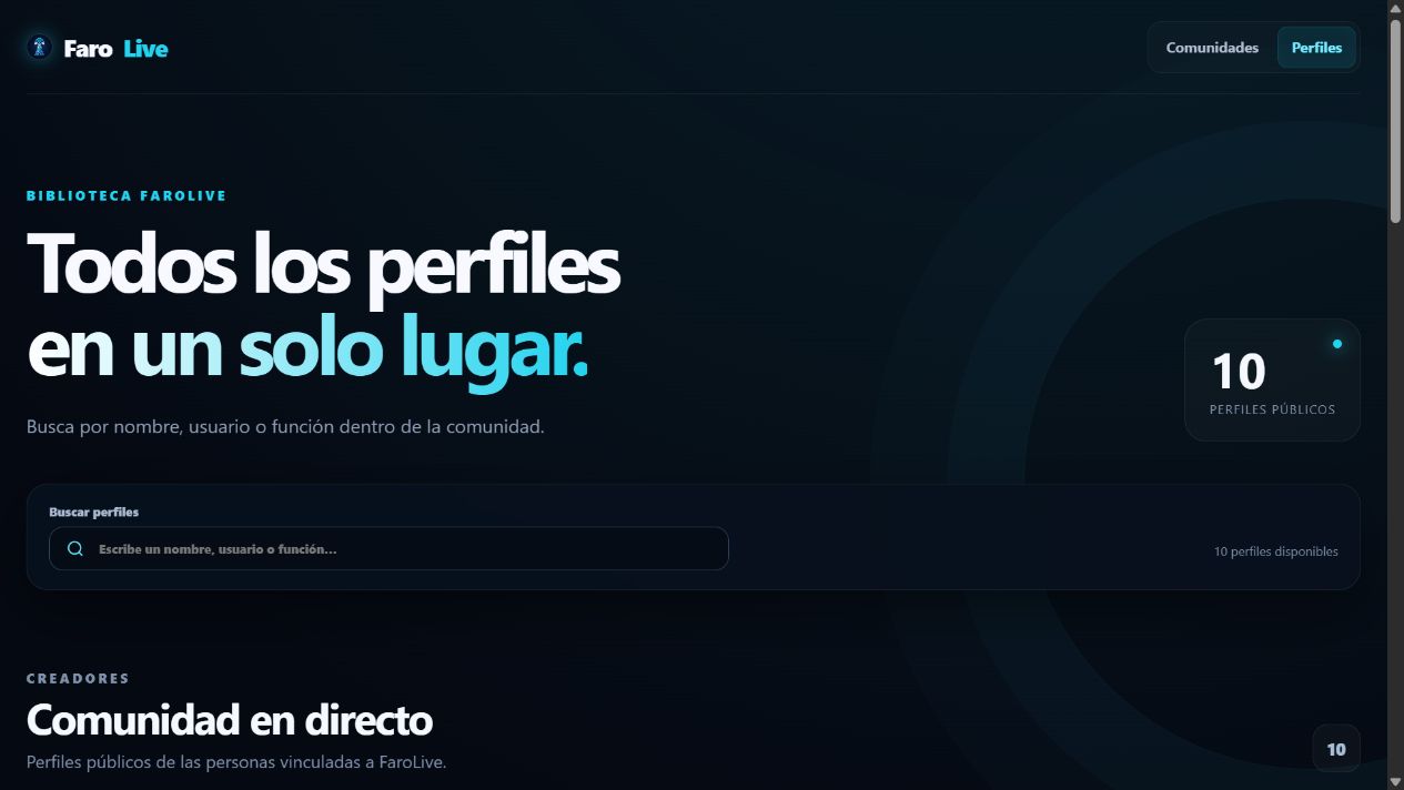 Biblioteca completa de perfiles con campo de búsqueda