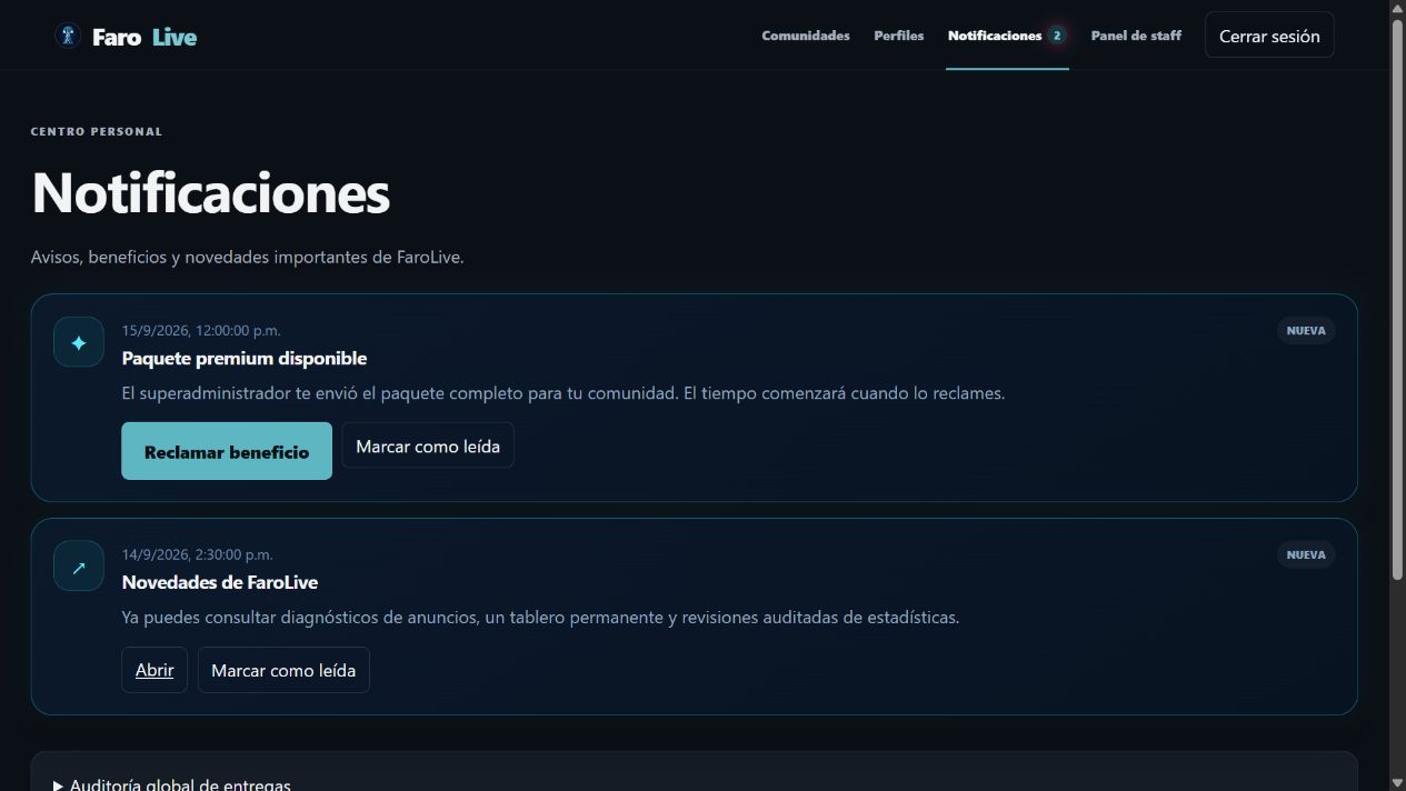 Bandeja de notificaciones con regalo premium